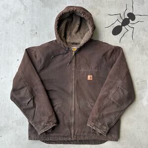 Vintage Y2K Carhartt J141 DKB brown Sierra Sherpa work wear jacket